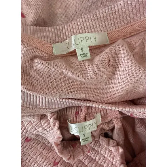 Z Supply Happy Heart Long Sleeve Top and Shorts Loungewear Set Women's S Small - Picture 6 of 12